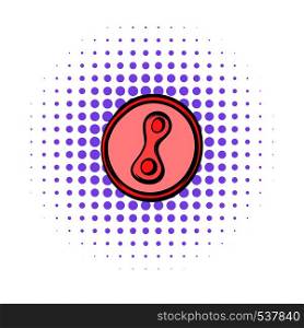 Cells or eggs in a lab petri dish icon in comics style on a white background. Cells or eggs in a lab petri dish icon