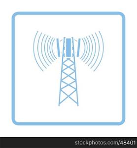 Cellular broadcasting antenna icon. Blue frame design. Vector illustration.