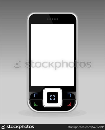 Cellular telephone2. Black cellular telephone with the white screen. A vector illustration