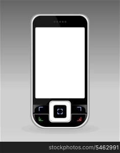 Cellular telephone2. Black cellular telephone with the white screen. A vector illustration