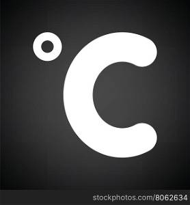 Celsius degree icon. Black background with white. Vector illustration.