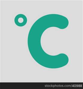 Celsius degree icon. Gray background with green. Vector illustration.