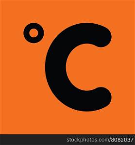 Celsius degree icon. Orange background with black. Vector illustration.