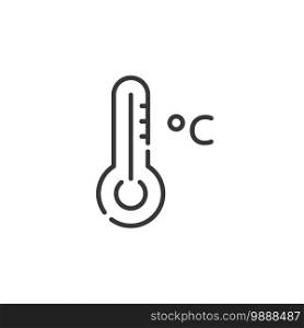 Celsius thermometer thin line icon. Isolated outline weather vector illustration