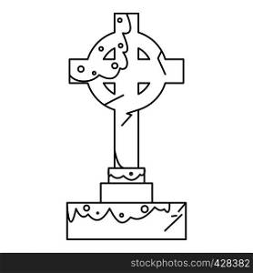Celtic cross gravestone icon. Outline illustration of celtic cross gravestone vector icon for web. Celtic cross gravestone icon, outline style