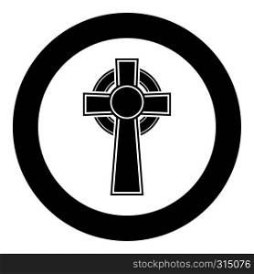 Celtic cross icon black color vector in circle round illustration flat style simple image. Celtic cross icon black color vector in circle round illustration flat style image