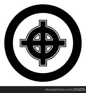 Celtic cross white superiority icon black color vector in circle round illustration flat style simple image. Celtic cross white superiority icon black color vector in circle round illustration flat style image