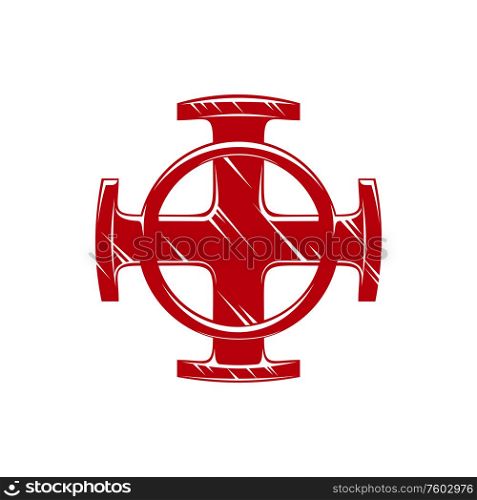 Celtic cross with circle isolated catholic religion symbol. Vector ancient crucifix, vintage christian sign. Catholic religion symbol, celtic cross