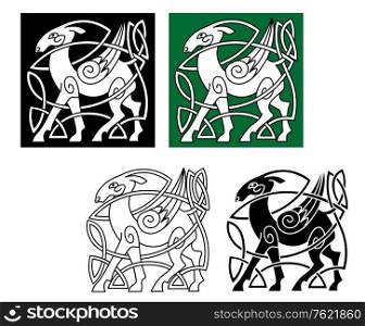 Celtic deer with ornamental elements in retro style