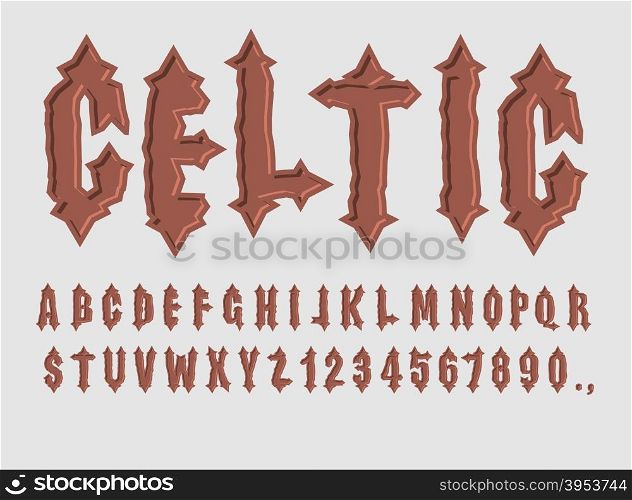 Celtic font. ancient alphabet. Set of letters and numbers. Old letter alphabet&#xA;