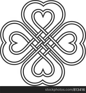 Celtic heart knot in shape of a clover leaf