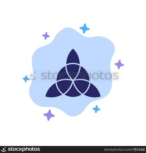 Celtic, Ireland, Flower Blue Icon on Abstract Cloud Background