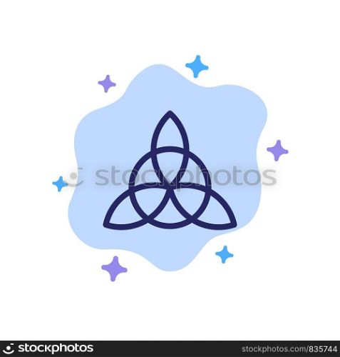 Celtic, Ireland, Flower Blue Icon on Abstract Cloud Background