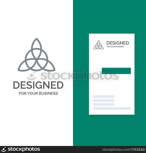Celtic, Ireland, Flower Grey Logo Design and Business Card Template