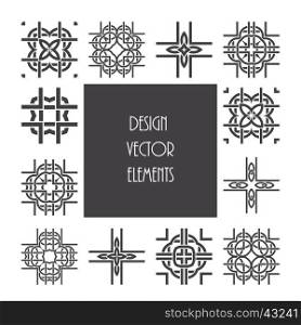 Celtic knot ornament design set. Abstract vector pattern elements.