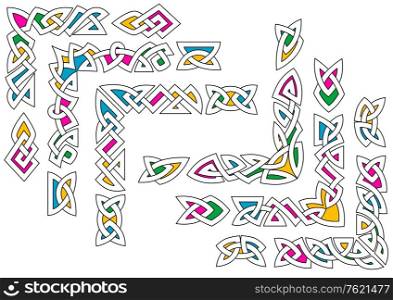 Celtic ornament patterns set with colorful elements for design