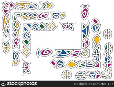 Celtic ornament with colorful decorative elements and patterns