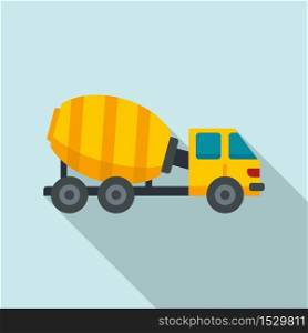 Cement mixer truck icon. Flat illustration of cement mixer truck vector icon for web design. Cement mixer truck icon, flat style