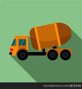 Cement truck icon. Flat illustration of cement truck vector icon for web design. Cement truck icon, flat style