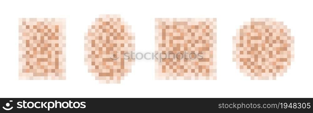 Censor blur effect texture for face or nude skin isolated on white background. Blurry pixel color censorship element. Vector illustration.. Censor blur effect texture for face or nude skin isolated on white background. Blurry pixel color censorship element. Vector illustration
