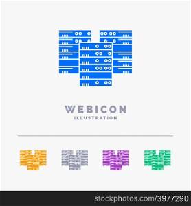 Center, centre, data, database, server 5 Color Glyph Web Icon Template isolated on white. Vector illustration