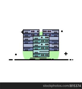 Center, centre, data, database, server Flat Color Icon Vector