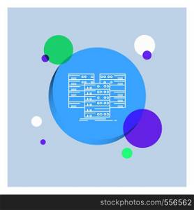 Center, centre, data, database, server White Line Icon colorful Circle Background. Vector EPS10 Abstract Template background