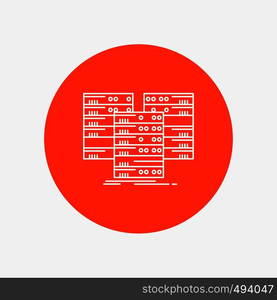 Center, centre, data, database, server White Line Icon in Circle background. vector icon illustration. Vector EPS10 Abstract Template background