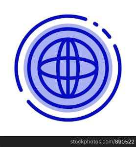 Center, Communication, Global, Help, Support Blue Dotted Line Line Icon