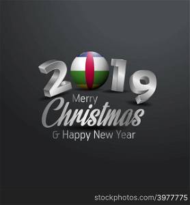 Central African Republic Flag 2019 Merry Christmas Typography. New Year Abstract Celebration background