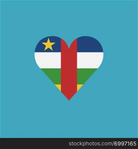 Central African Republic flag icon in a heart shape in flat design. Independence day or National day holiday concept.