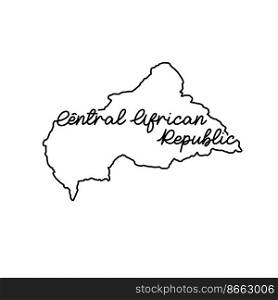 Central African Republic outline map with the handwritten country name. Continuous line drawing of patriotic home sign. A love for a small homeland. T-shirt print idea. Vector illustration.. Central African Republic outline map with the handwritten country name. Continuous line drawing of patriotic home sign