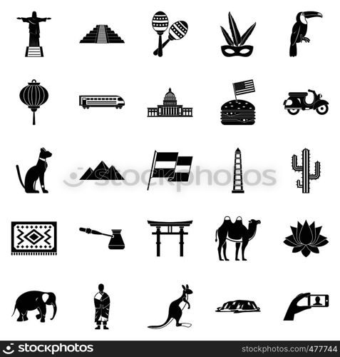 Central America icons set. Simple set of 25 central America vector icons for web isolated on white background. Central America icons set, simple style