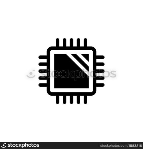 Central Computer Processors, CPU Microchip. Flat Vector Icon illustration. Simple black symbol on white background. Central Computer Processors, CPU sign design template for web and mobile UI element. Central Computer Processors, CPU Microchip Flat Vector Icon
