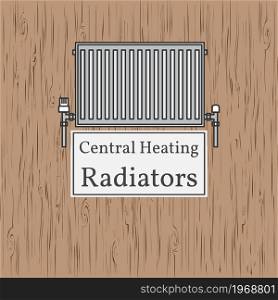 Central Heating Radiators badge. Vector. Radiator.