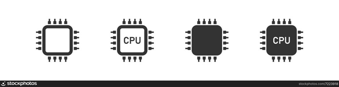 Central processing unit isolated icon. CPU computer chip. Symbol, logo vector illustration.