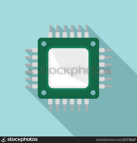 Central processor icon flat vector. Chip circuit. Digital board. Central processor icon flat vector. Chip circuit
