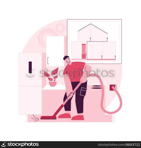 Central vacuum system abstract concept vector illustration. House appliance, remove dirt, central vacuum installation, home cleaning, filter bag, contractor service, equipment abstract metaphor.. Central vacuum system abstract concept vector illustration.