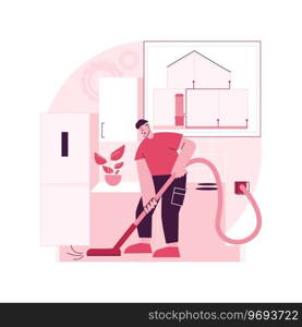 Central vacuum system abstract concept vector illustration. House appliance, remove dirt, central vacuum installation, home cleaning, filter bag, contractor service, equipment abstract metaphor.. Central vacuum system abstract concept vector illustration.