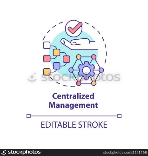 Centralized management concept icon. Network building. UCaaS advantages abstract idea thin line illustration. Isolated outline drawing. Editable stroke. Arial, Myriad Pro-Bold fonts used. Centralized management concept icon