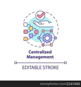 Centralized management concept icon. Network building. UCaaS advantages abstract idea thin line illustration. Isolated outline drawing. Editable stroke. Arial, Myriad Pro-Bold fonts used. Centralized management concept icon
