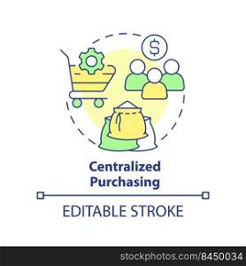 Centralized purchasing concept icon. Formal procurement method abstract idea thin line illustration. Procedural efficiency. Isolated outline drawing. Editable stroke. Arial, Myriad Pro-Bold fonts used. Centralized purchasing concept icon