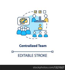 Centralized team concept icon. Artisans teamwork idea thin line illustration. Design team structure type, designers collaboration. Vector isolated outline RGB color drawing. Editable stroke