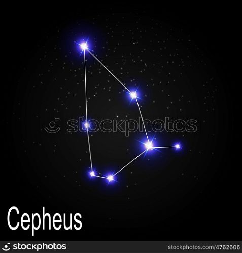 Cepheus Constellation with Beautiful Bright Stars on the Background of Cosmic Sky Vector Illustration EPS10. Cepheus Constellation with Beautiful Bright Stars on the Backgro