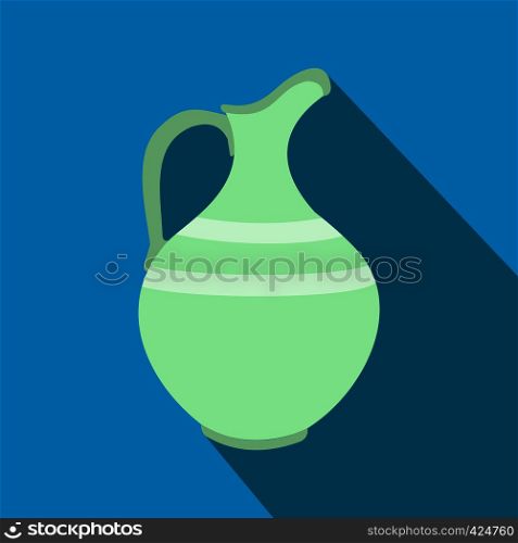 Ceramic jug flat icon on a blue background. Ceramic jug flat icon