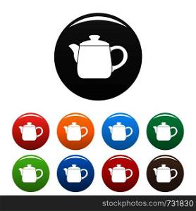 Ceramic kettle icon. Simple illustration of ceramic kettle vector icons set color isolated on white. Ceramic kettle icons set color vector