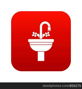 Ceramic sink icon digital red for any design isolated on white vector illustration. Ceramic sink icon digital red
