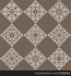 Ceramic tile seamless pattern with wave line curls. Mediterranean porcelain pottery. Monochrome stripes texture.. Ceramic tile seamless pattern with wave line curls. Mediterranean porcelain pottery.