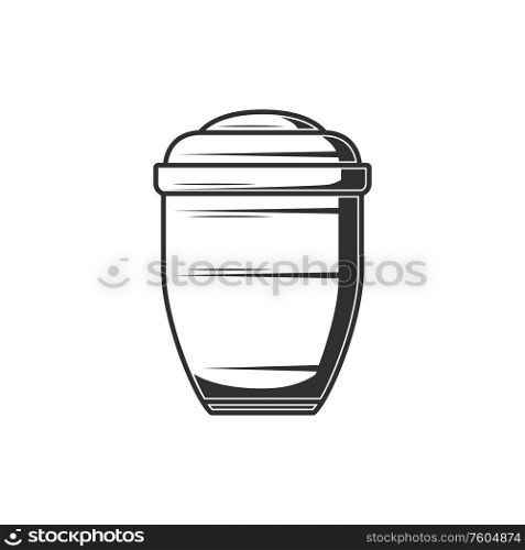 Ceramic urn with human ash isolated monochrome funeral vase. Vector casket with human dust. Casket with human dust isolated vector funeral urn