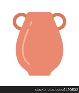 Ceramic vase semi flat colour vector object. Pottery hobby. Handmade dish. Editable cartoon clip art icon on white background. Simple spot illustration for web graphic design. Ceramic vase semi flat colour vector object